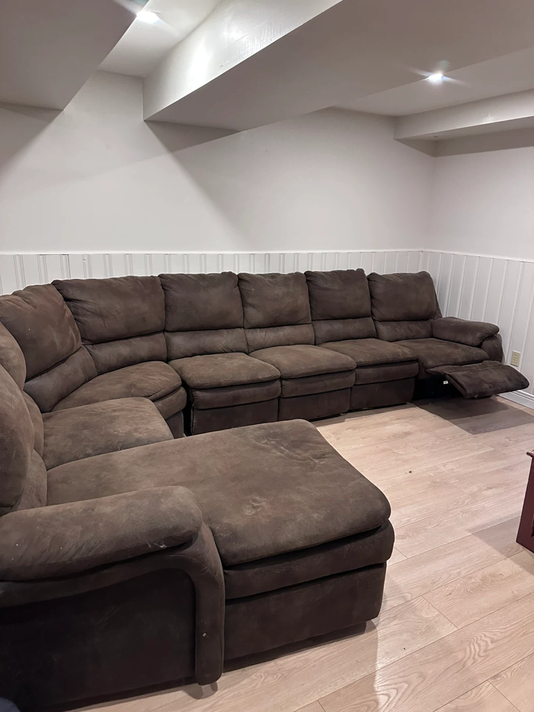 Brown Sectional Sofa with Recliner - photo 3