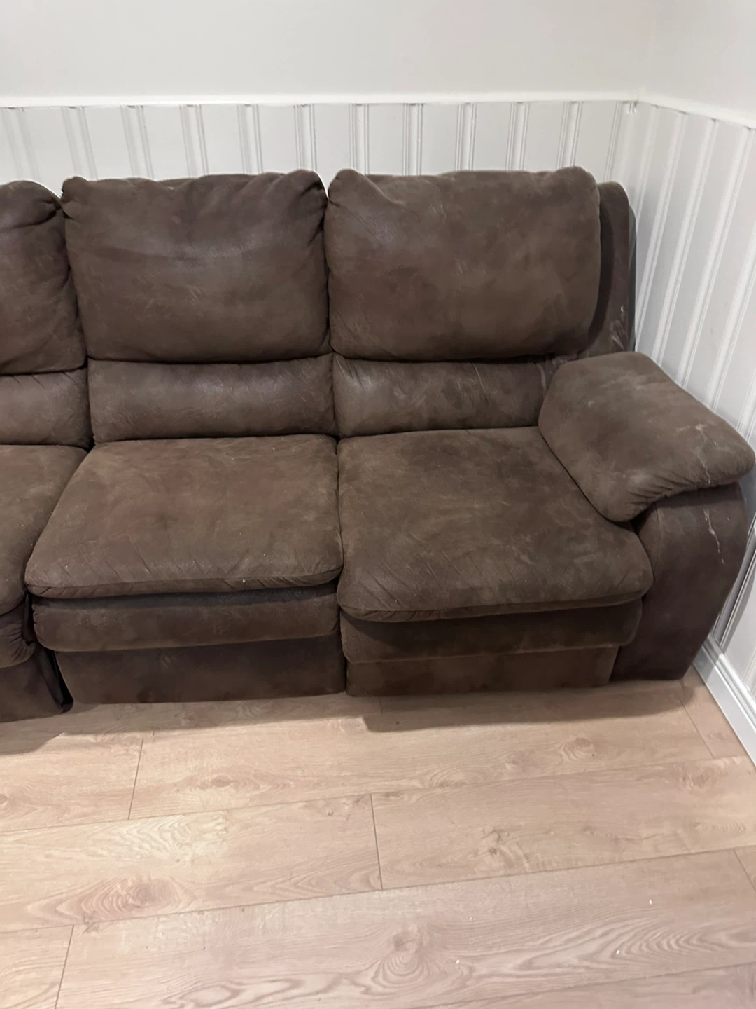 Brown Sectional Sofa with Recliner