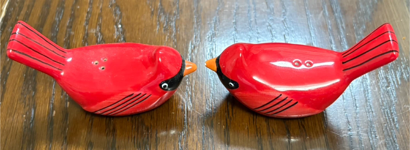 Cardinal Salt and Pepper Shakers