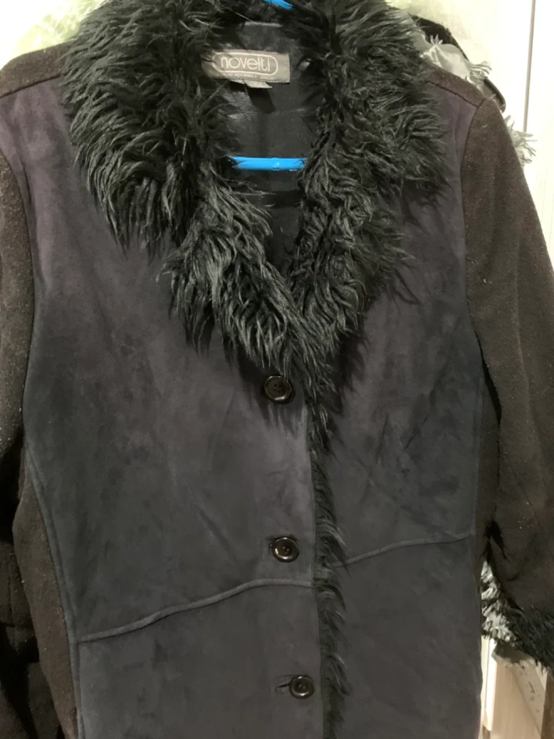 Novelti Black Faux Fur Trim Coat image indicator(3)