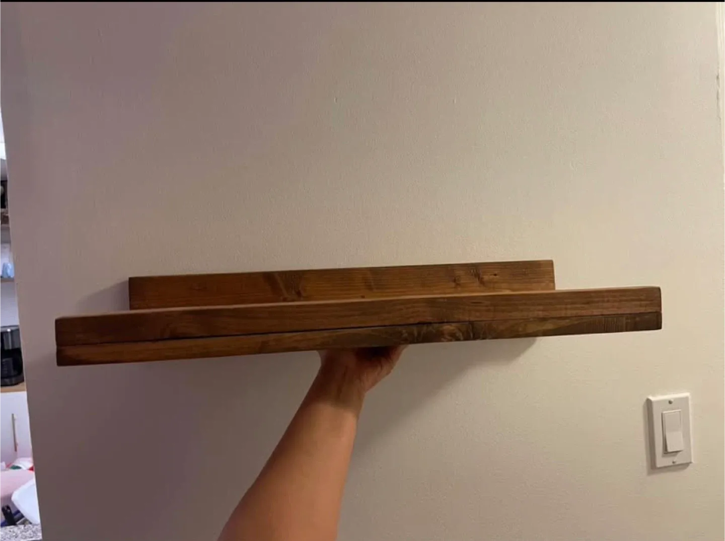 Dark Walnut Floating Wine Rack Shelf image indicator(2)