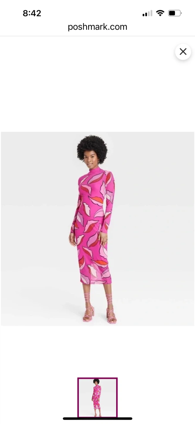 Pink Patterned Long Sleeve Dress