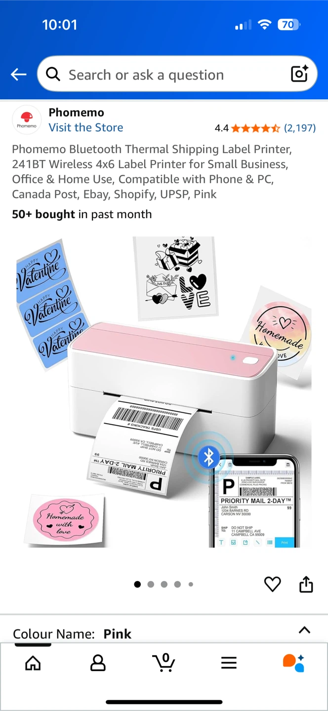 Phomemo Bluetooth Thermal Shipping Label Printer – Pink