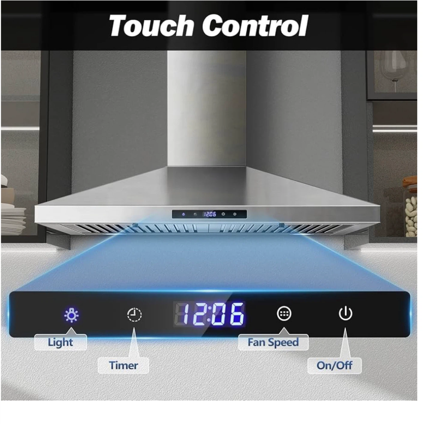 Stainless Steel Range Hood - MAX 450 CFM Air Flow - photo 2
