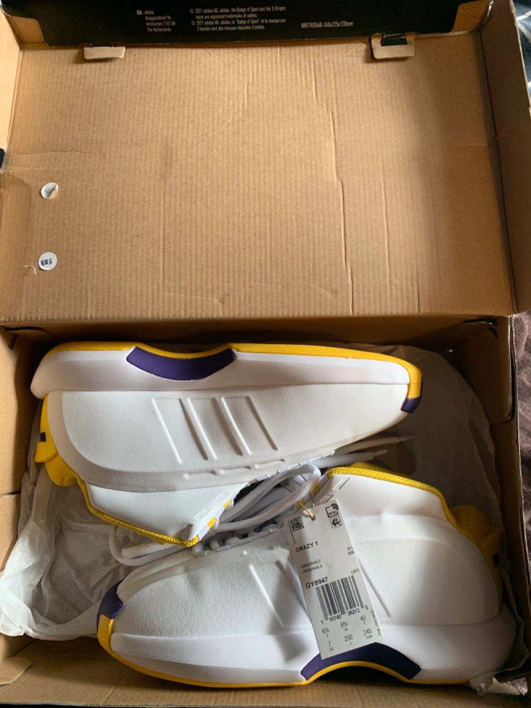 Adidas Crazy 1 Lakers Shoes US 7