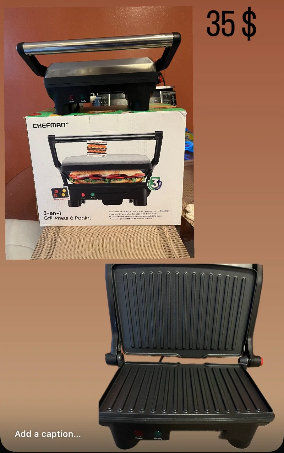 Chefman 3-in-1 Grill Press & Panini Maker thumbnail