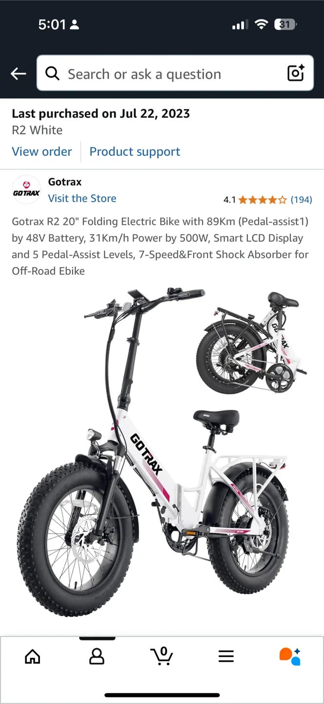 GoTrax Foldable Electric Bike - White image indicator(6)