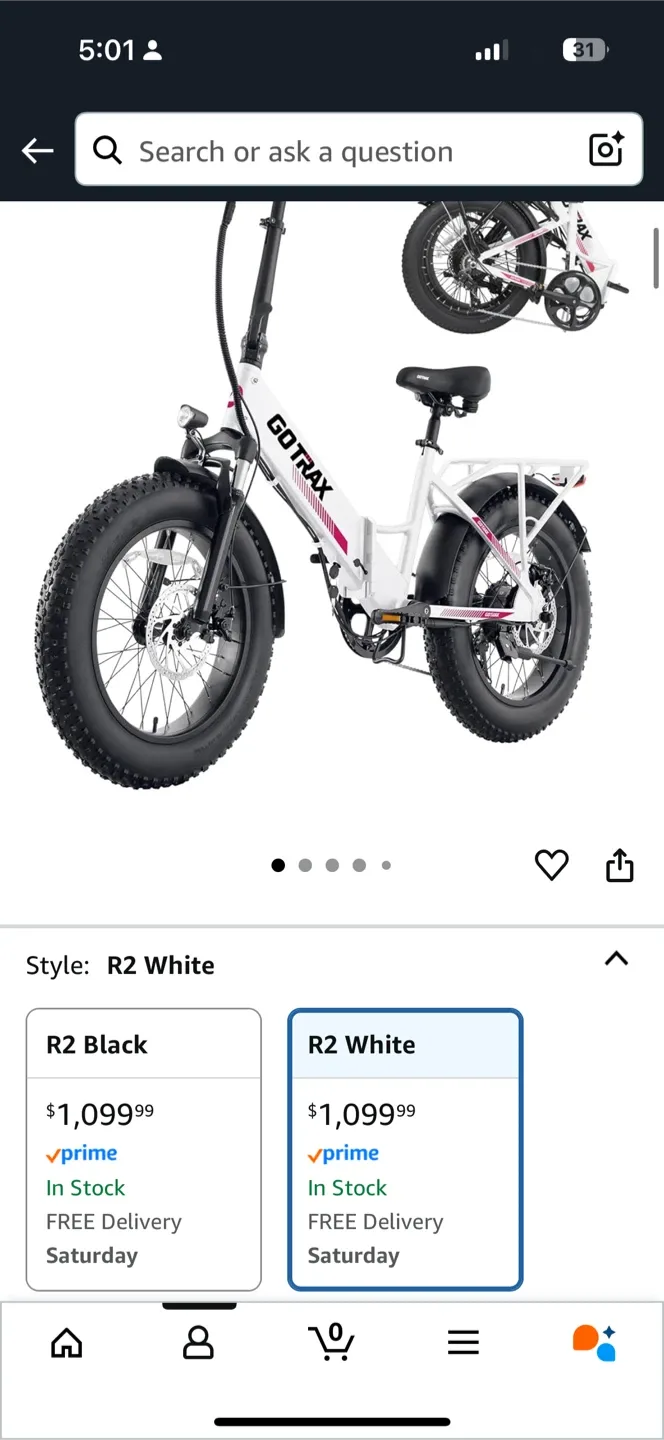 GoTrax Foldable Electric Bike - White image indicator(7)