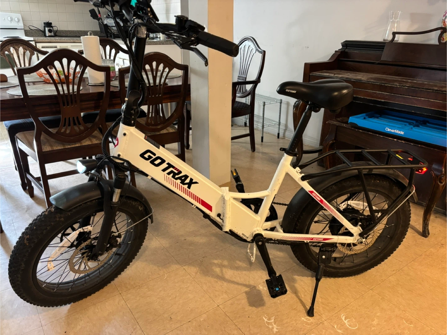 GoTrax Foldable Electric Bike - White