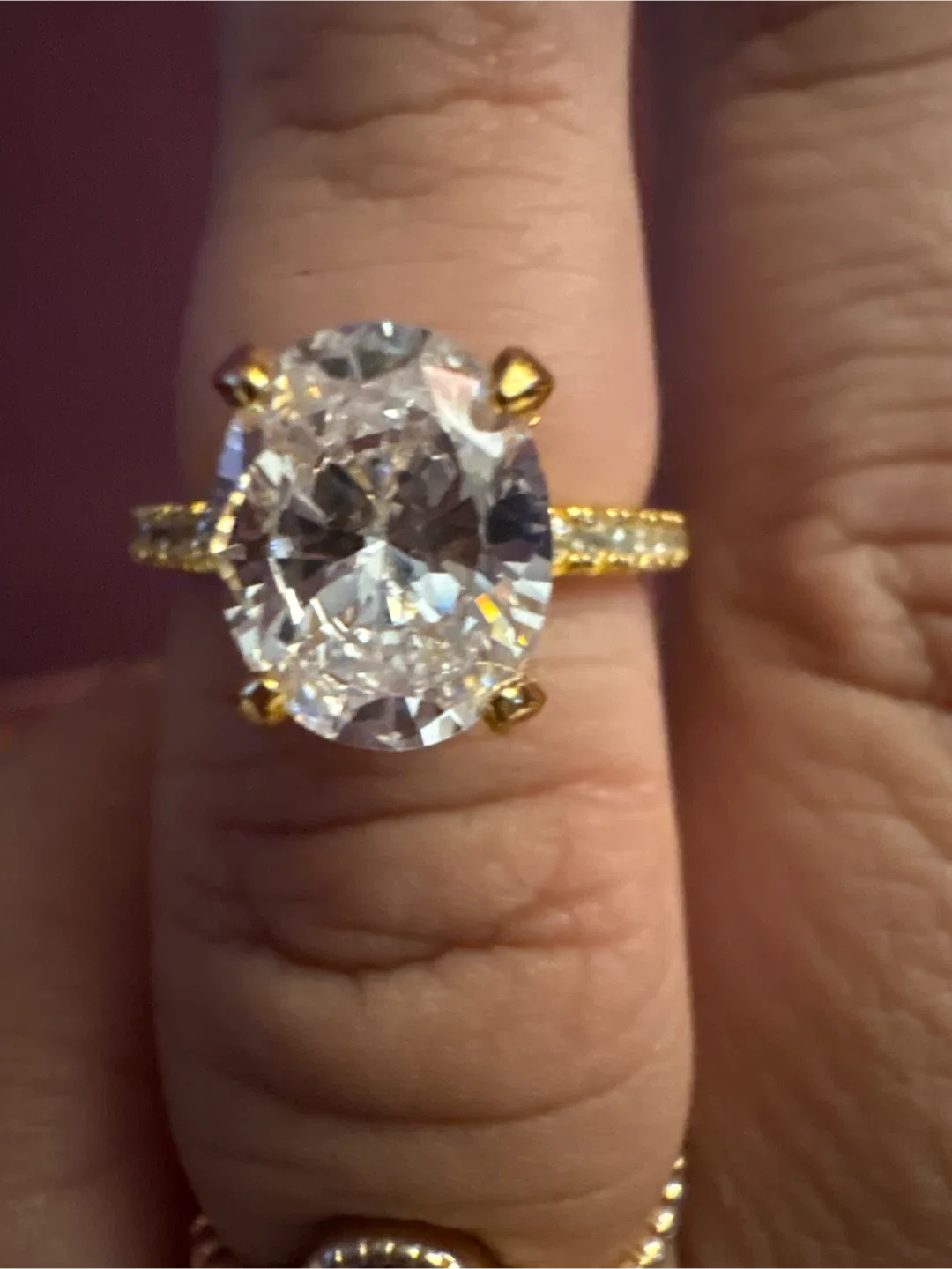 Authentic Gold S925 2 Carat egg shape Moissonite Ring image indicator(4)