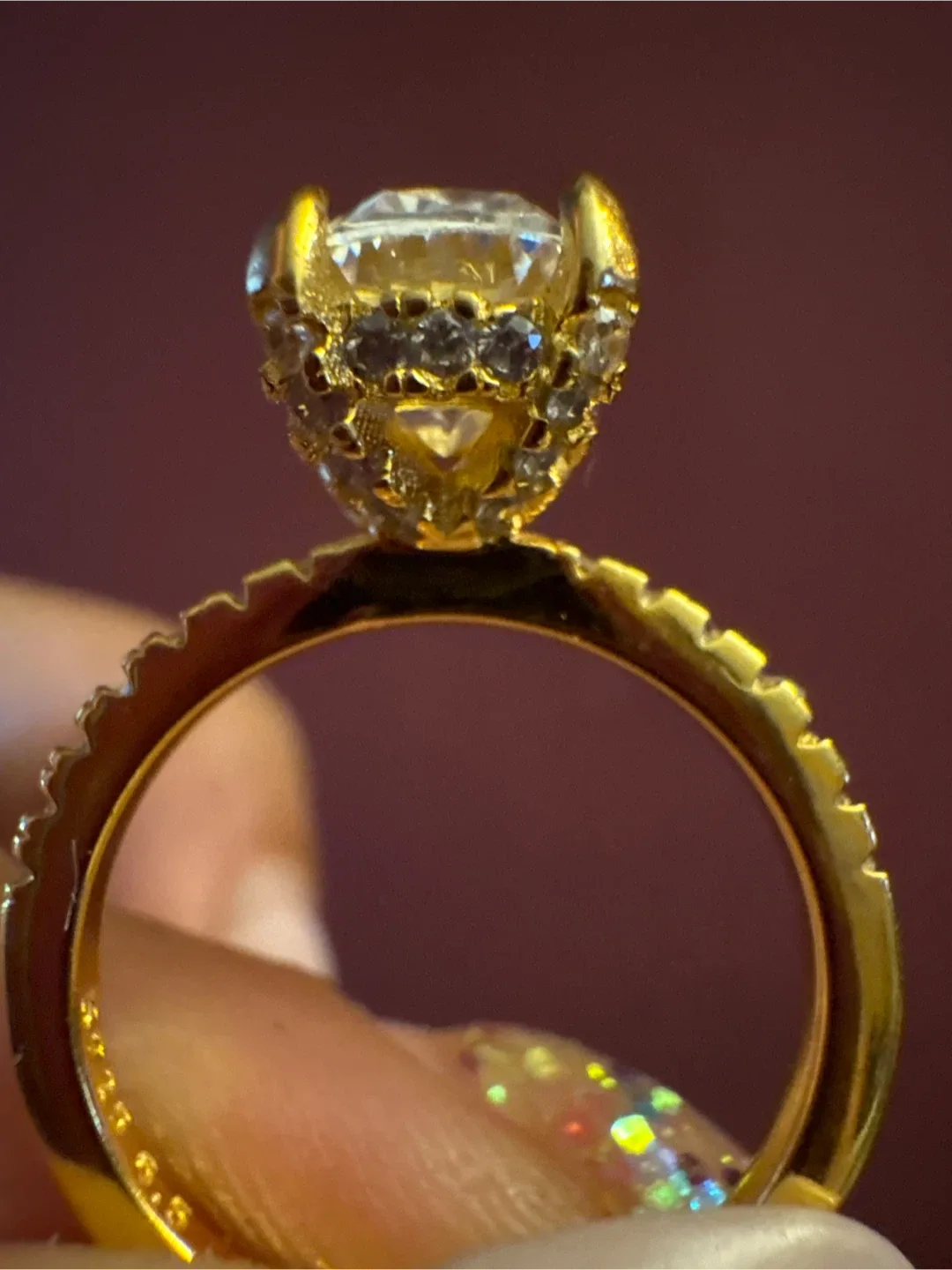 Authentic Gold S925 2 Carat egg shape Moissonite Ring image indicator(5)