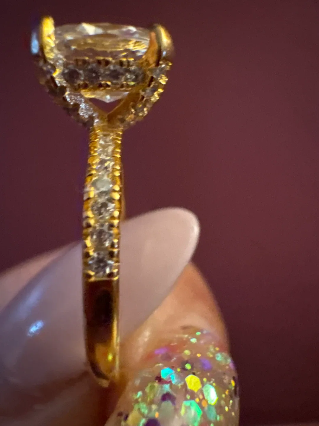 Authentic Gold S925 2 Carat egg shape Moissonite Ring image indicator(6)