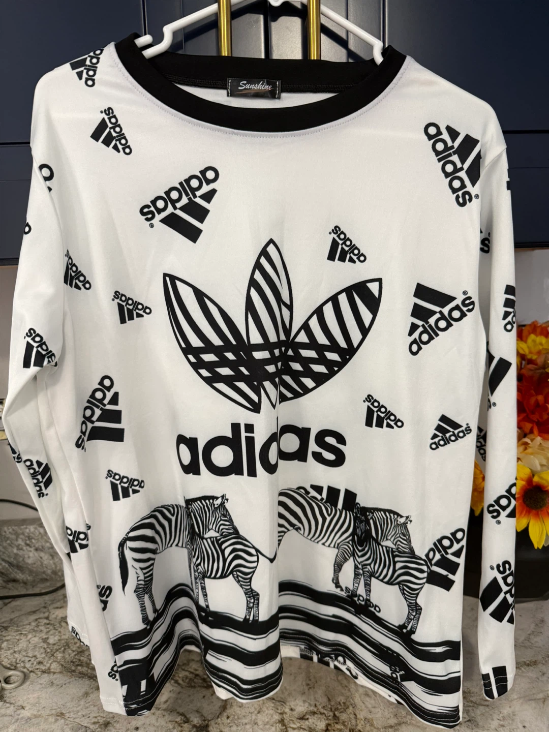 Adidas All Over Print Long Sleeve Shirt M-L like new