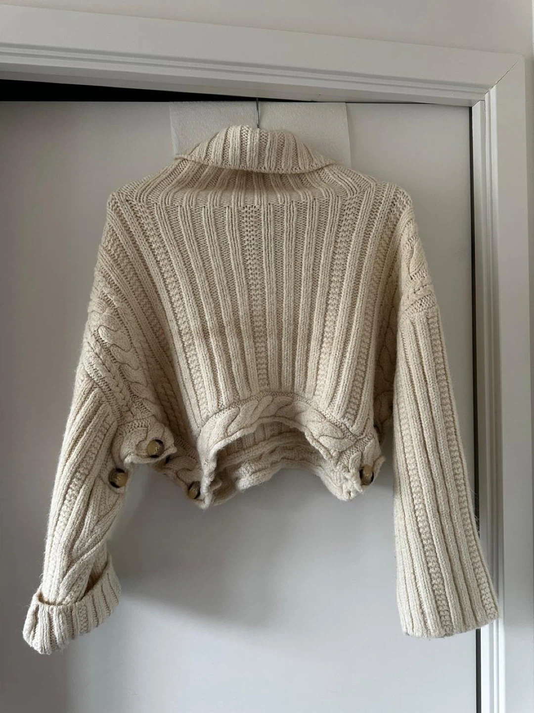 Cream Knit Button Detail Sweater