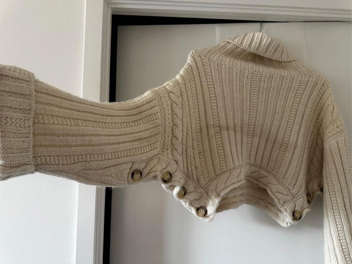 Cream Knit Button Detail Sweater - photo 2