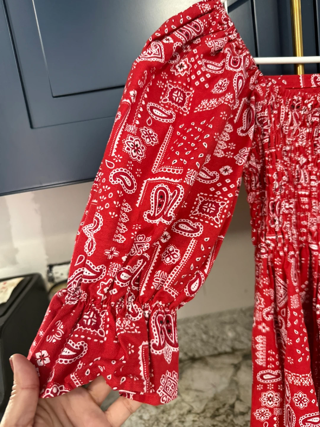 Red Bandana Print Dress size M like new - photo 4