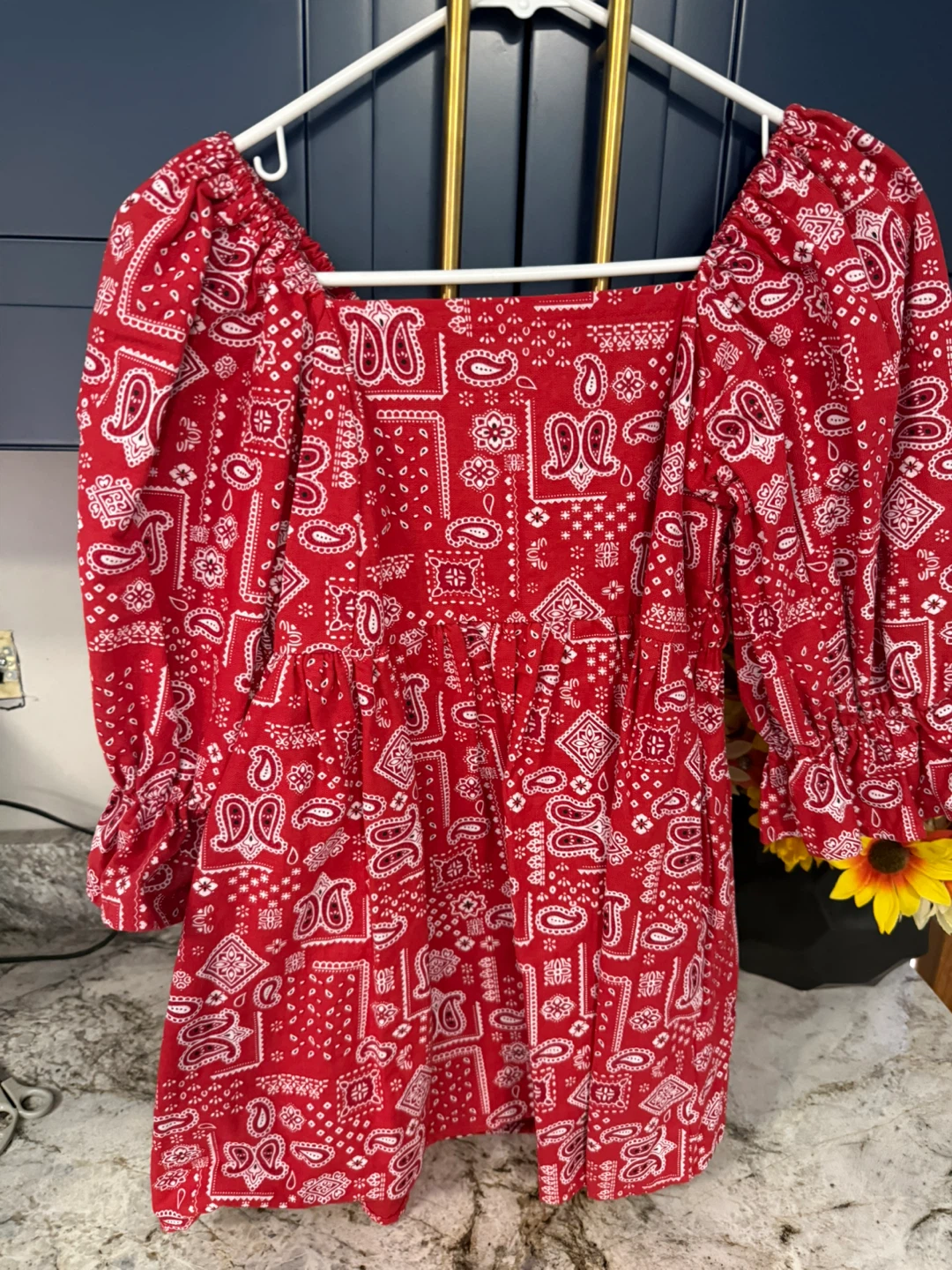 Red Bandana Print Dress size M like new - photo 2