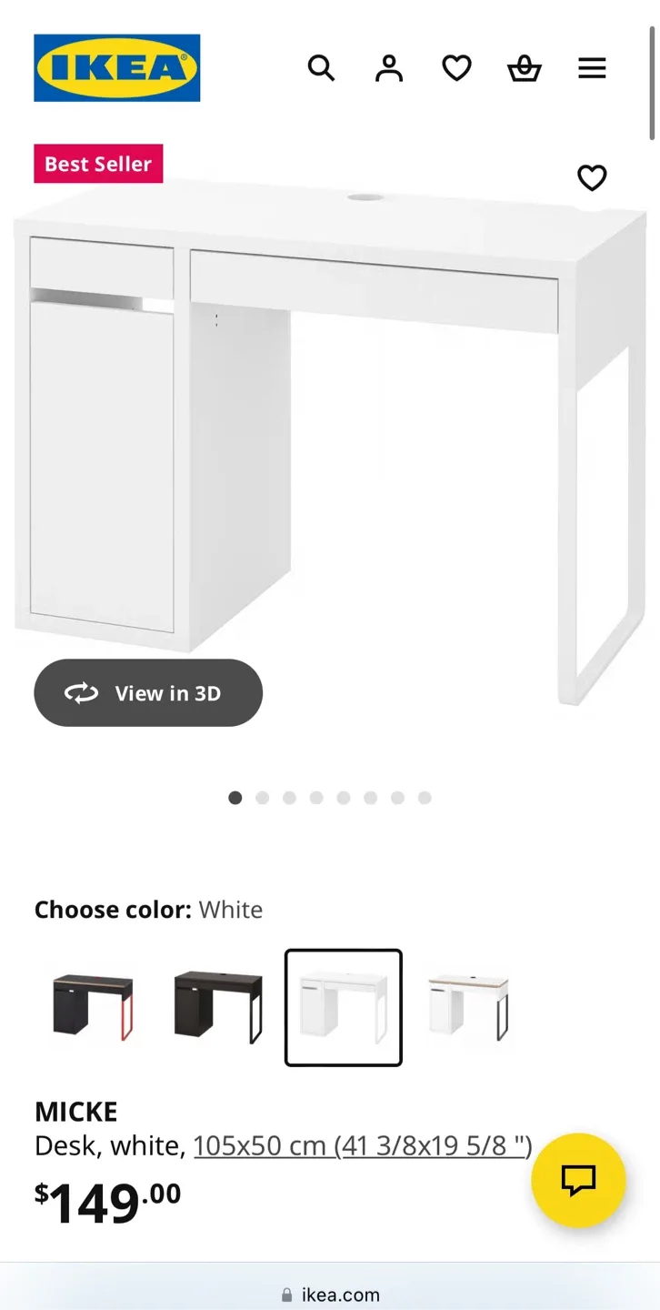 IKEA MICKE White Desk (105x50 cm) image indicator(3)