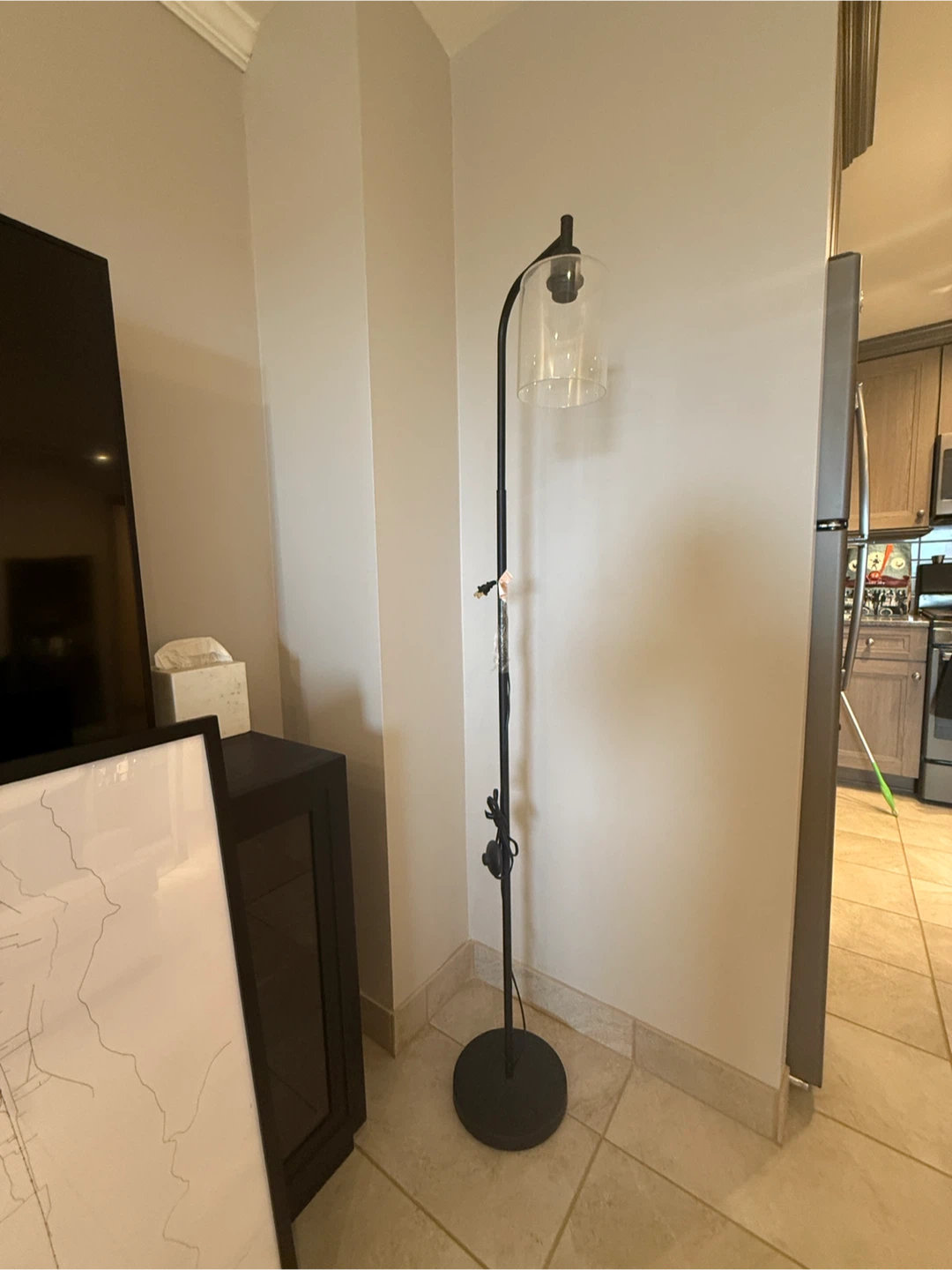 Black Floor Lamp with Glass Shade - 66 inch - photo 4