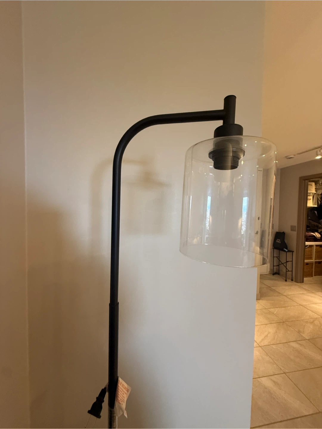 Black Floor Lamp with Glass Shade - 66 inch - photo 3
