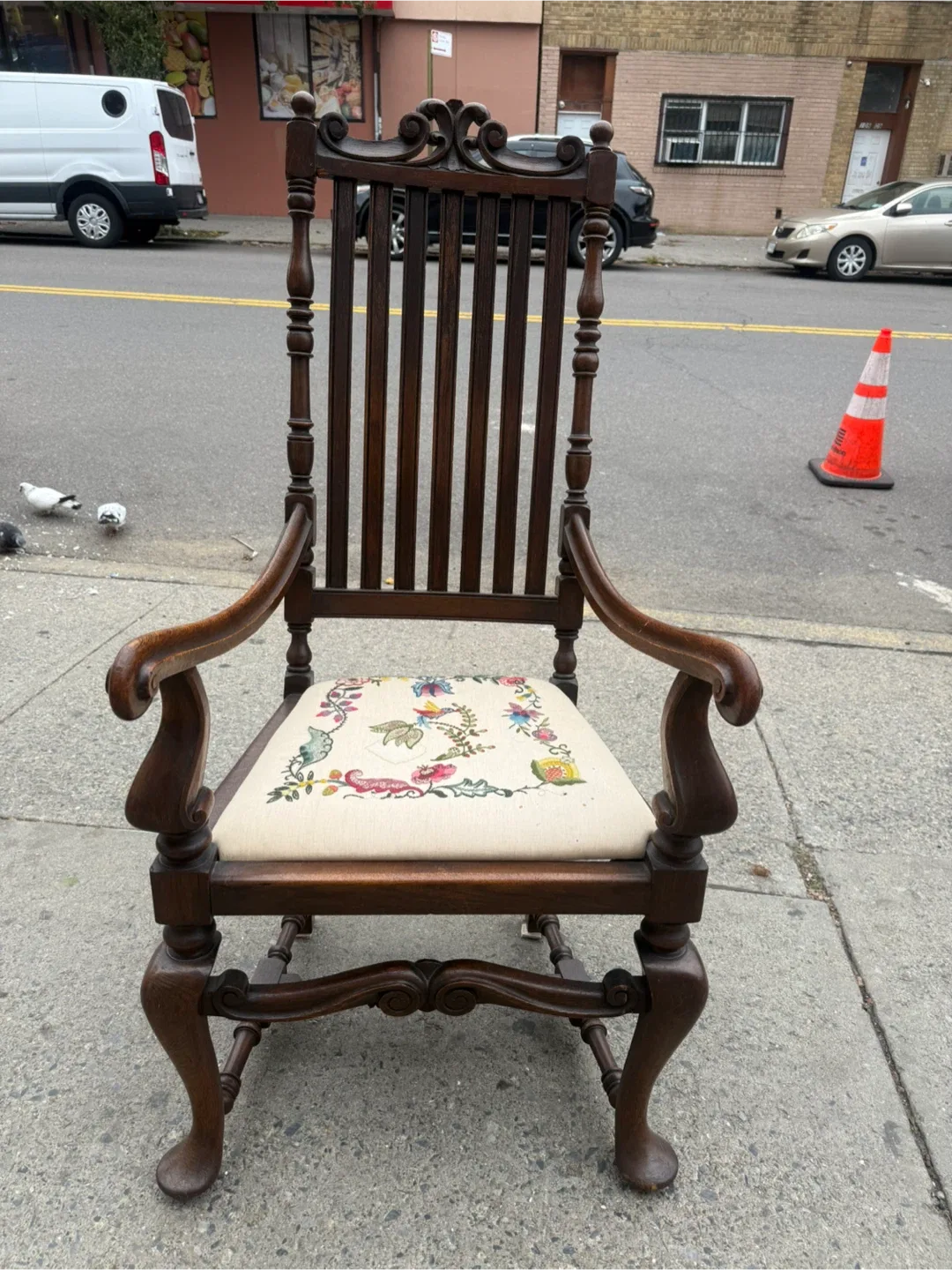 Antique Armchair with Floral Cushion image indicator(2)