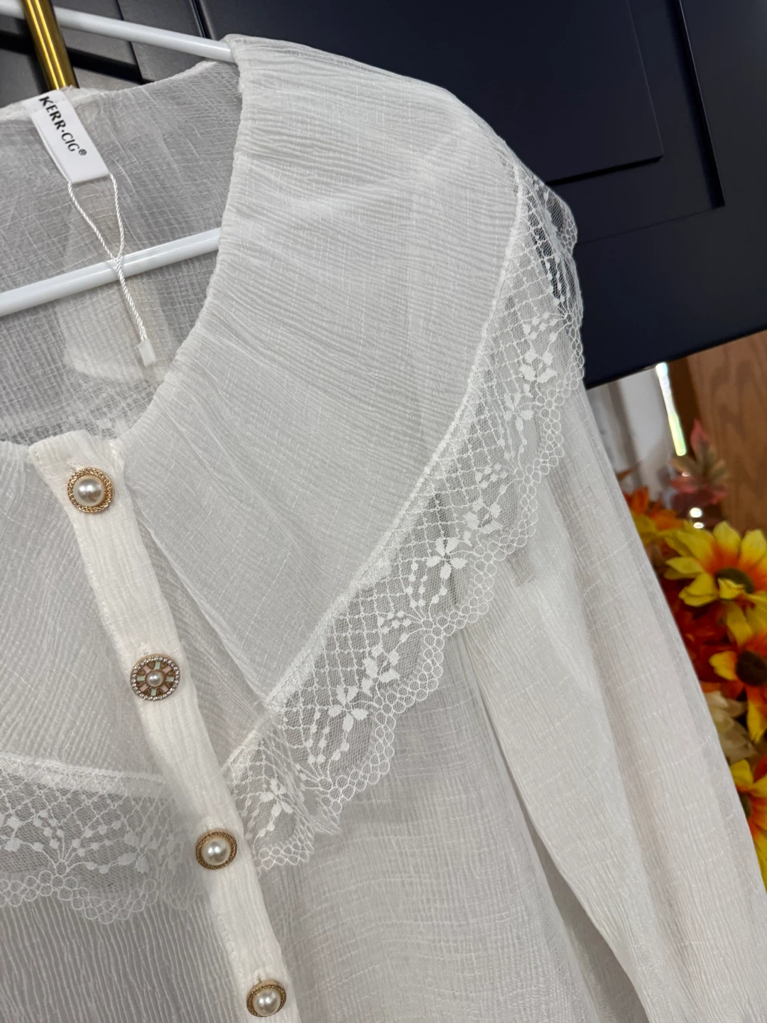 KIRK&CIG White Lace Blouse - Women's Top like new - photo 4