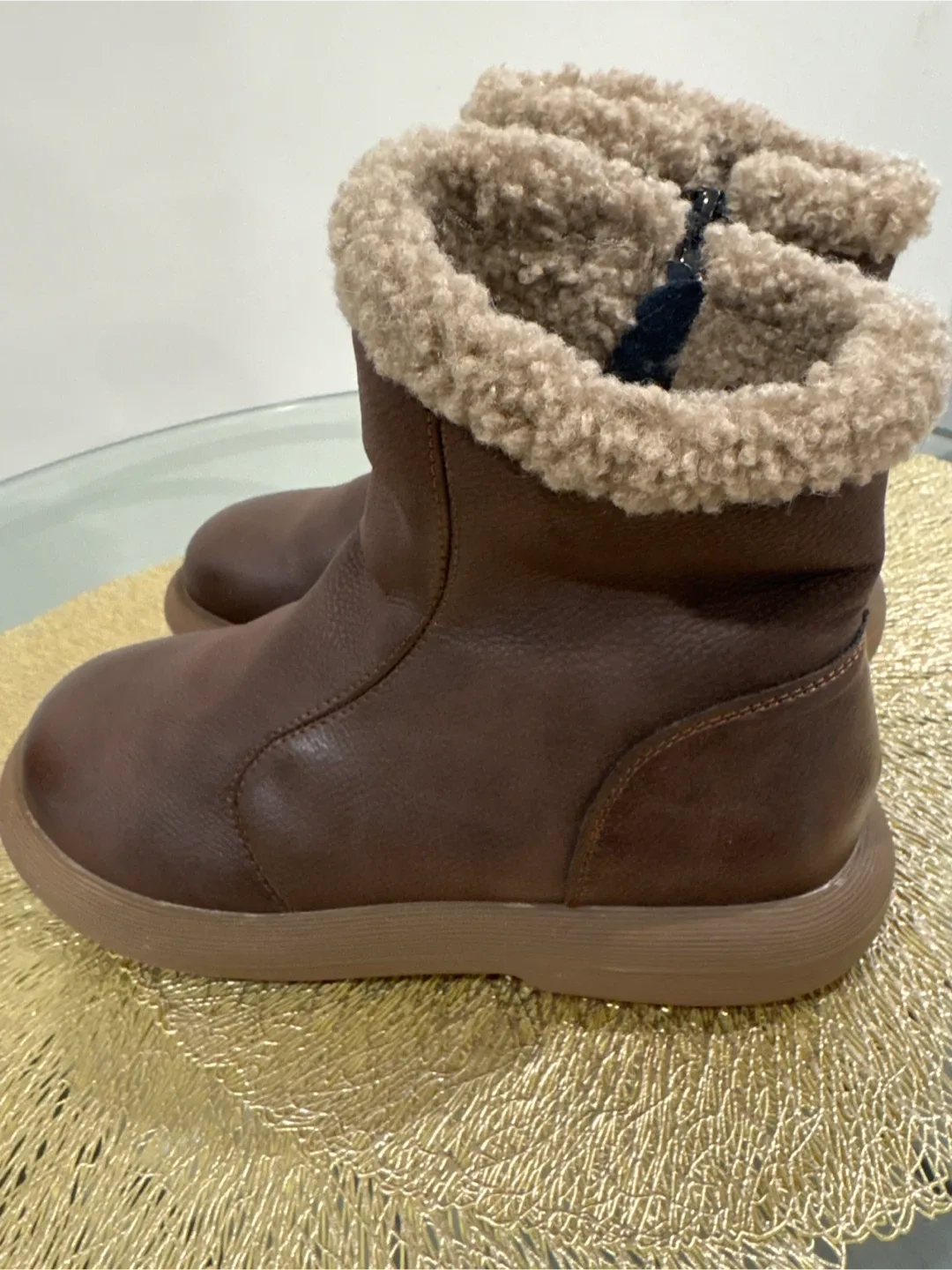 Brand New Brown Leather & Faux Fur Winter Boots image indicator(4)