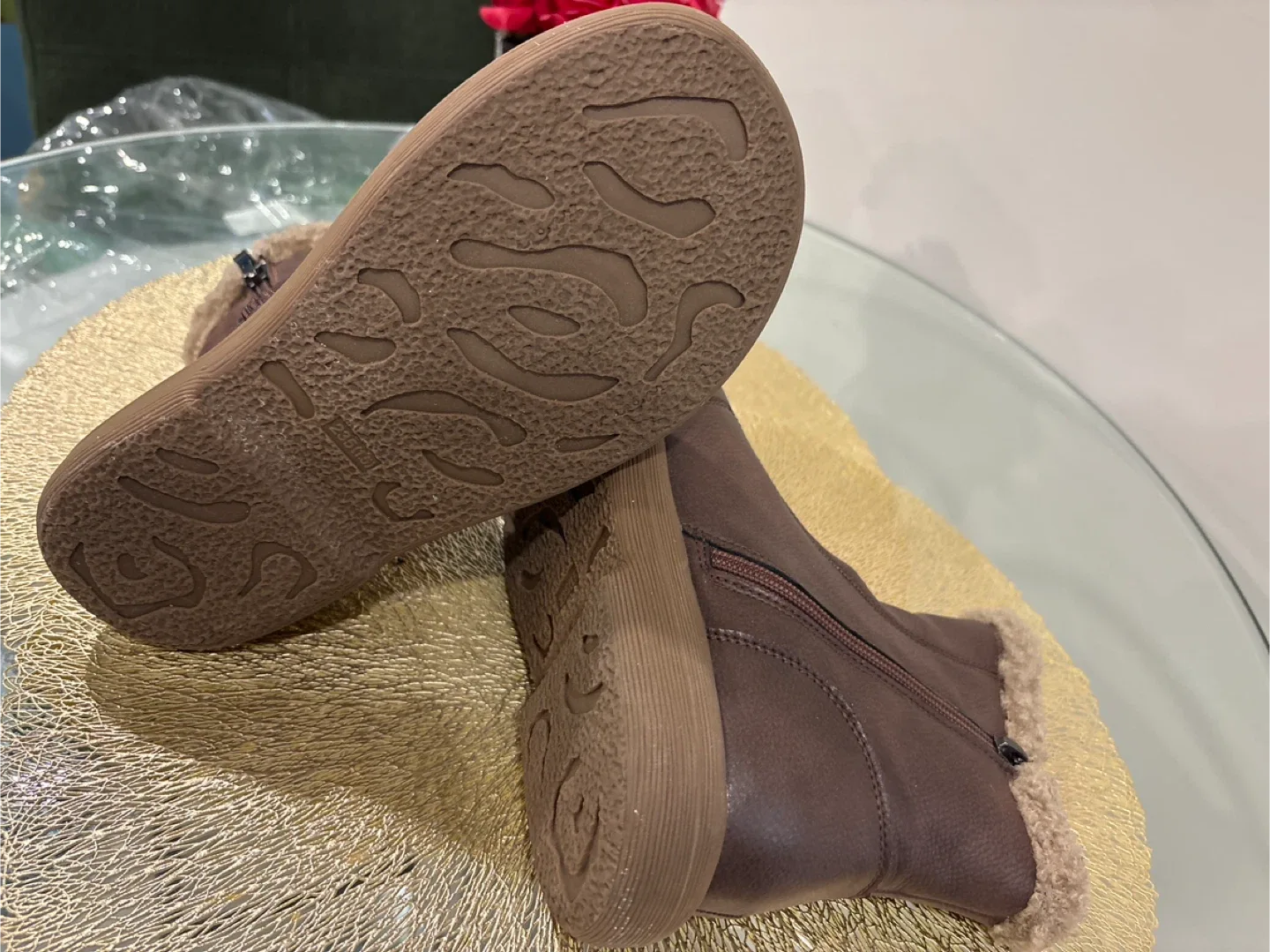 Brand New Brown Leather & Faux Fur Winter Boots image indicator(3)