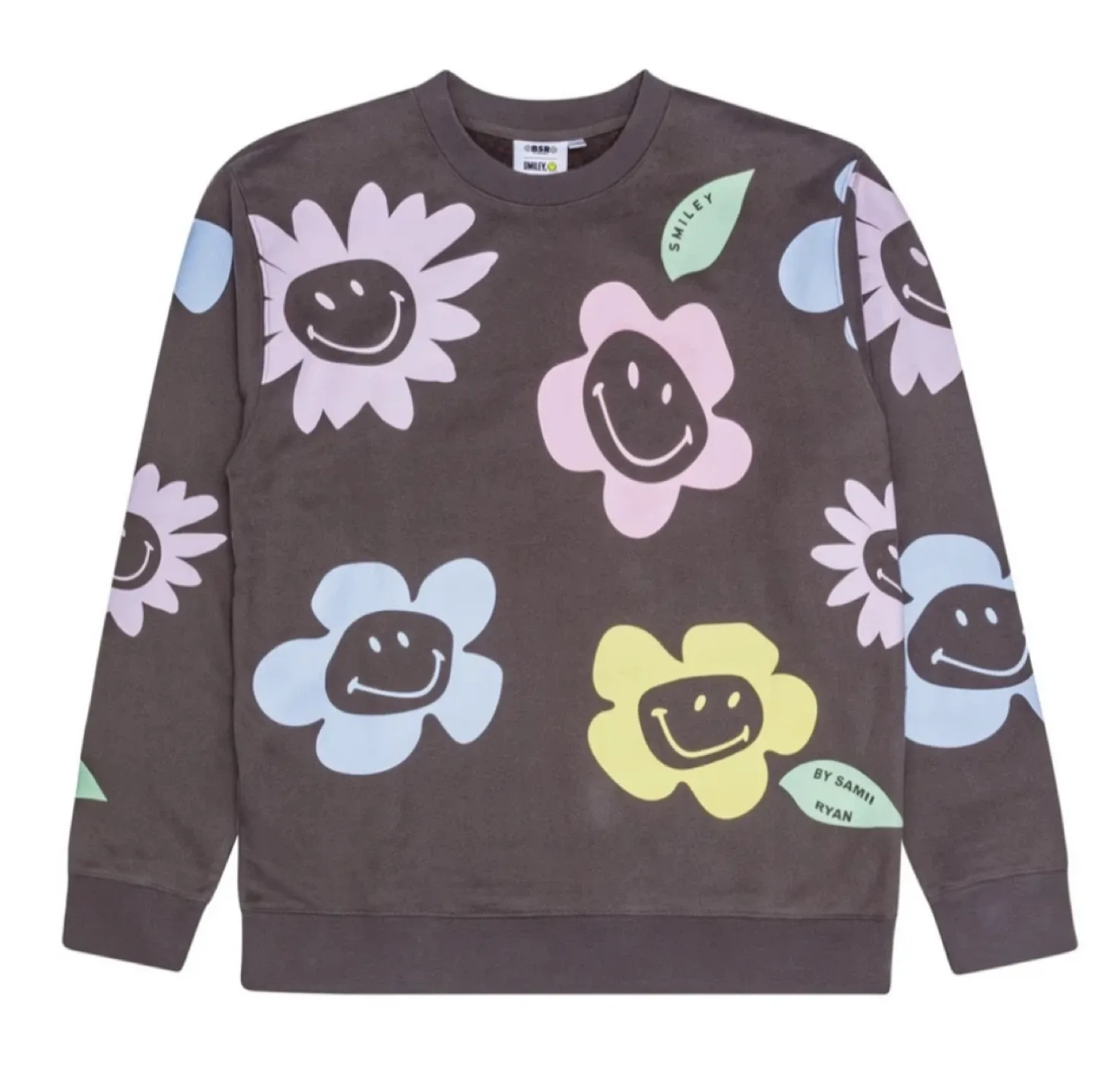 Smiley X Happy Garden Crewneck sweatshirt in washed black image indicator(5)