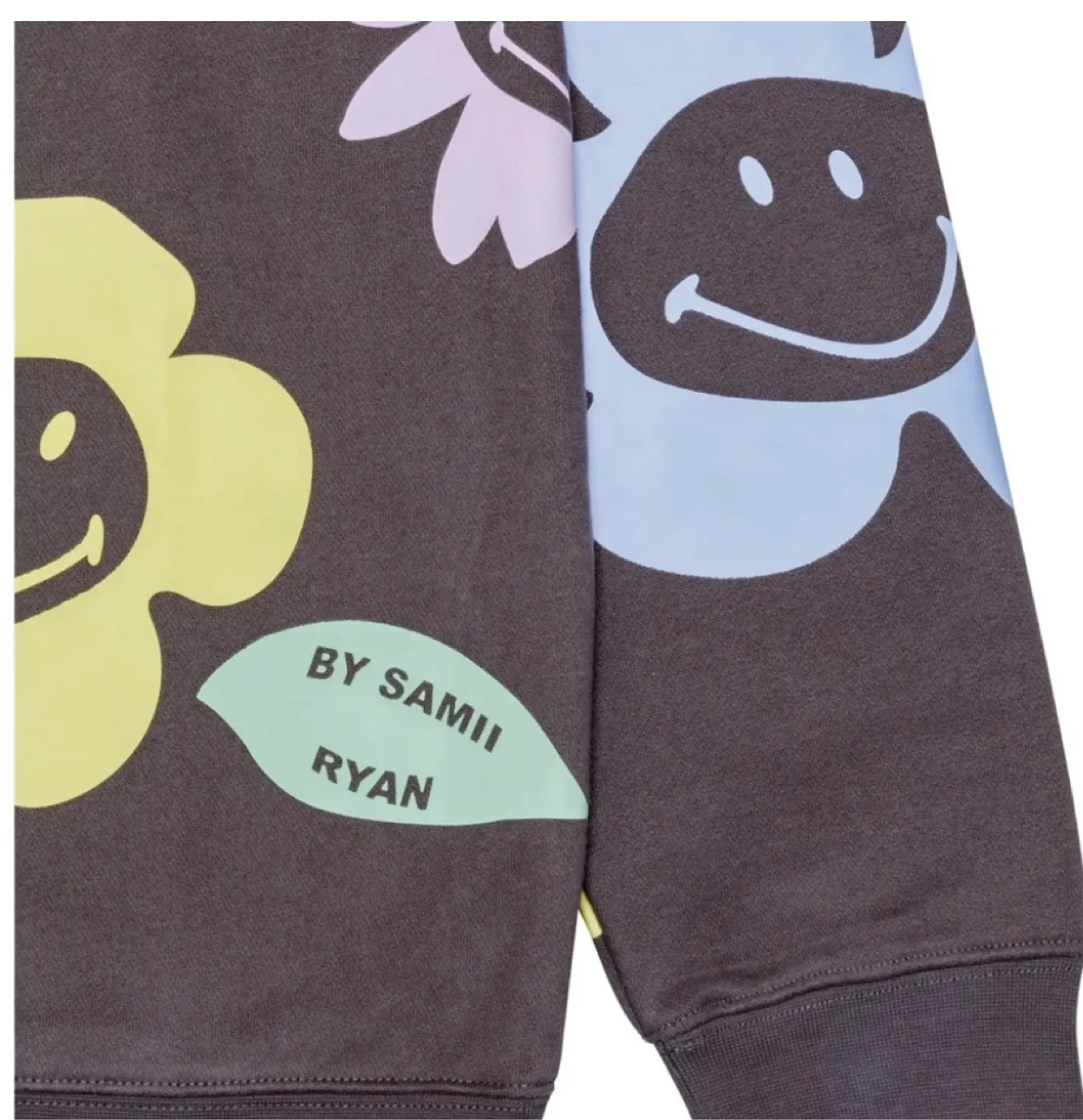 Smiley X Happy Garden Crewneck sweatshirt in washed black image indicator(3)