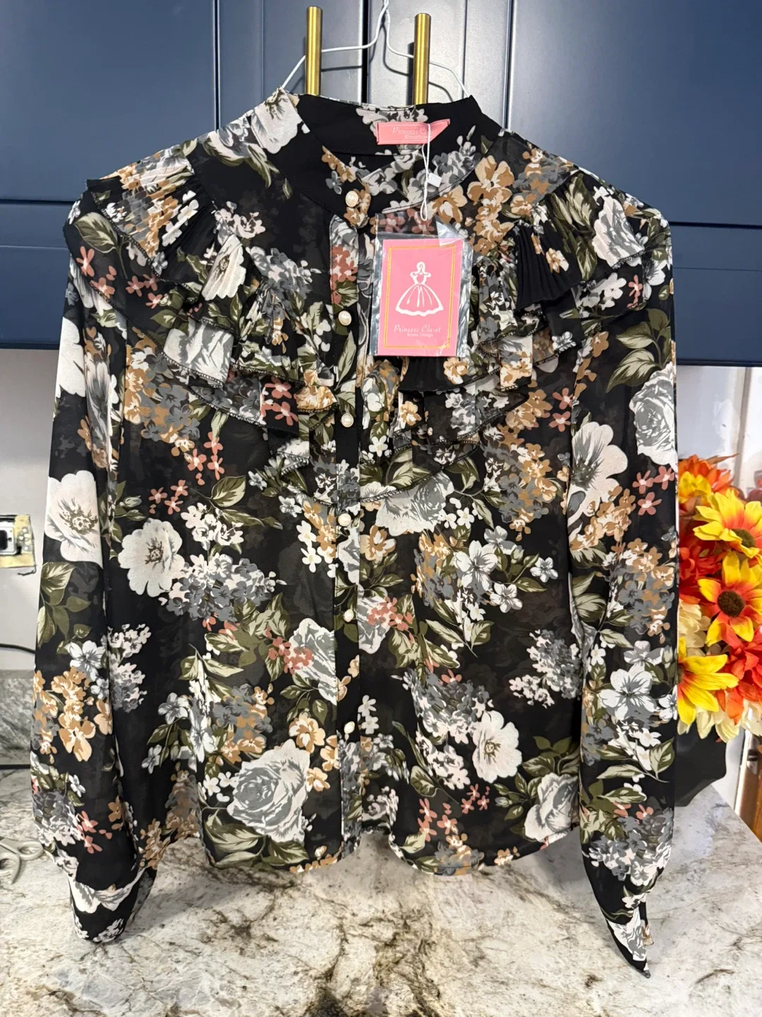 New Princess Closet Floral Ruffle Blouse size M thumbnail