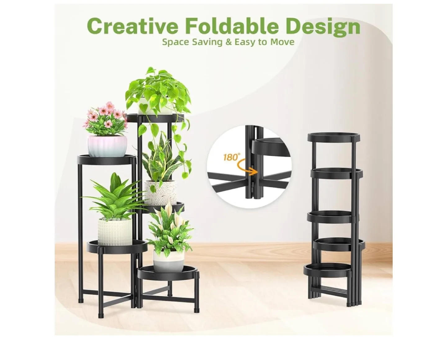 Black 5-Tier Plant Stand - Foldable Design image indicator(4)
