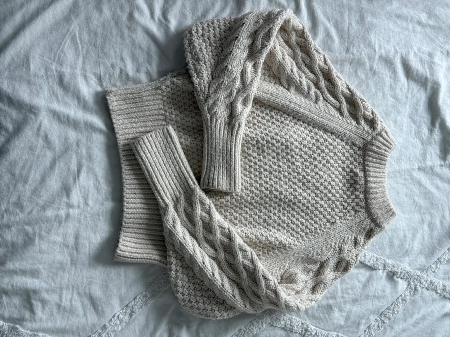 Cream Cable Knit Sweater image indicator(2)