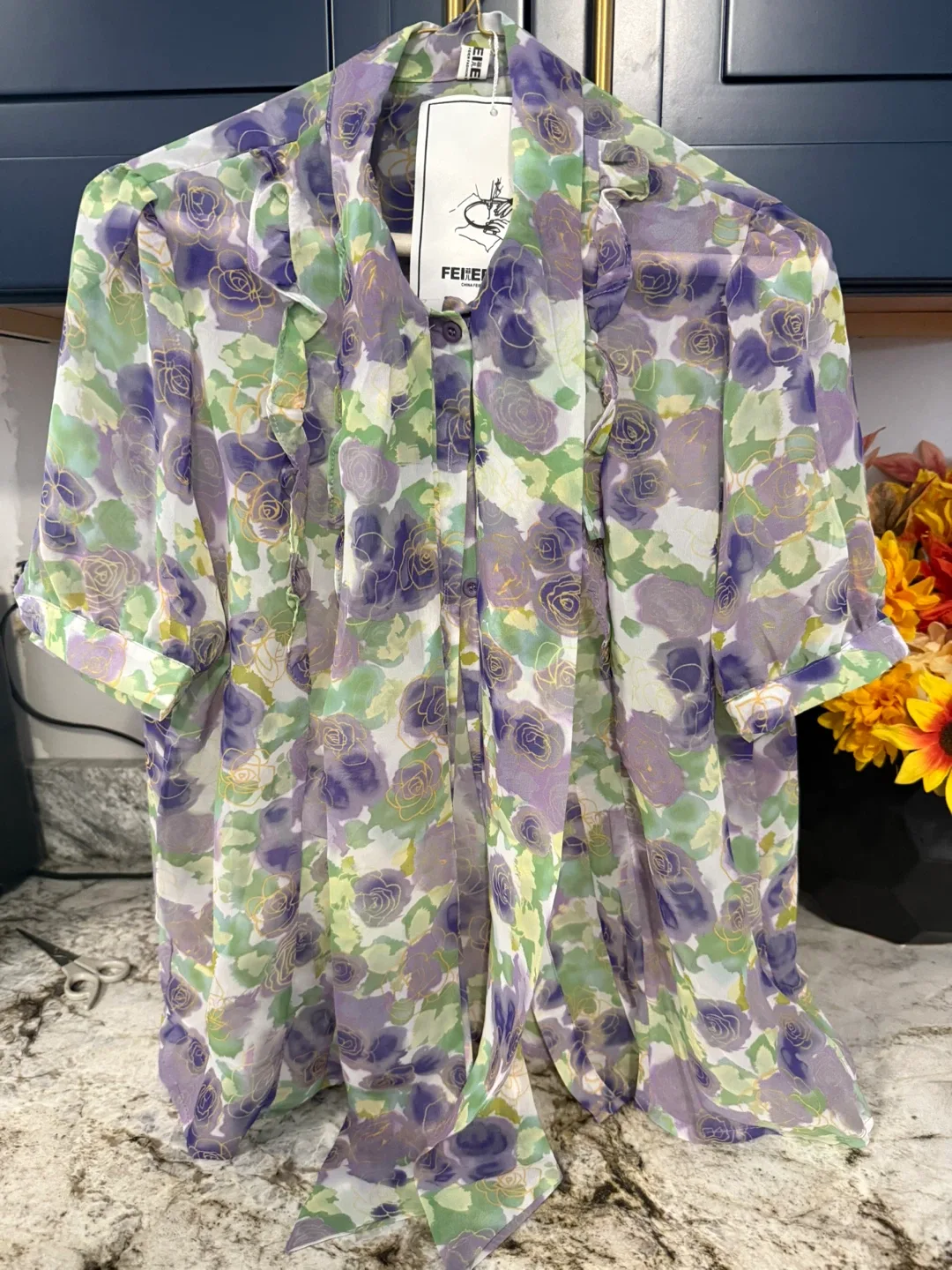 New Floral Blouse by FEIER China Fashion Style size M thumbnail