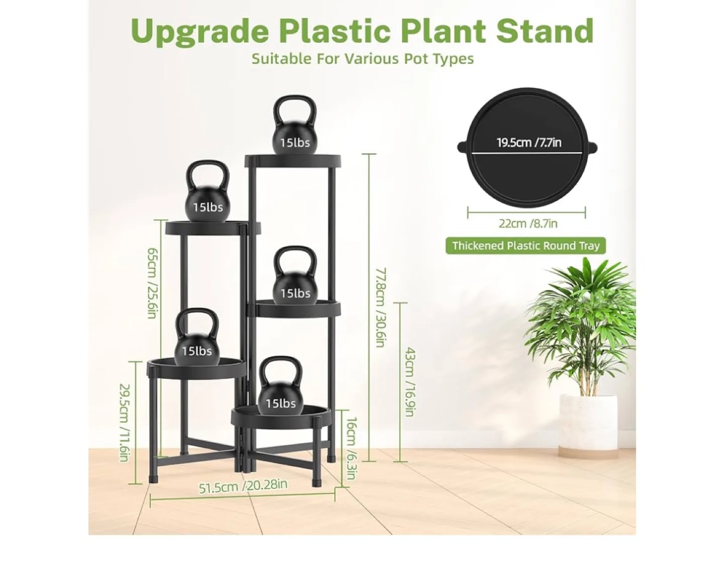 Black 5-Tier Plant Stand - Foldable Design image indicator(7)