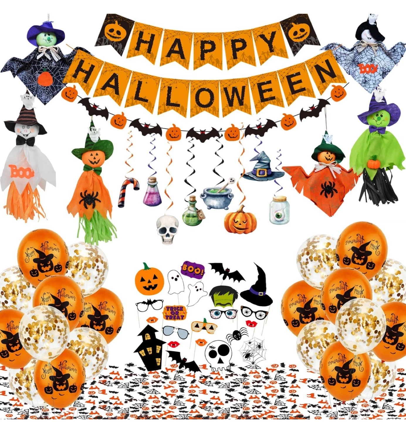 Halloween Decoration Set (Balloons, Banner, Props)