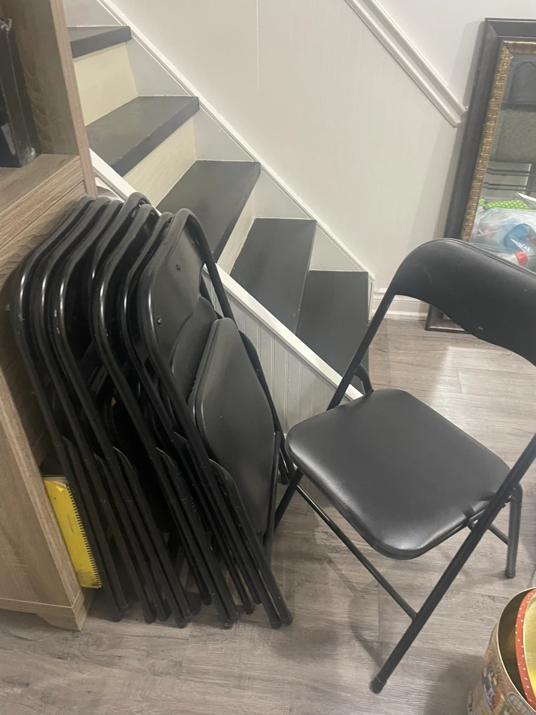 7” Folding Table and 8 Black Folding Chairs - photo 2