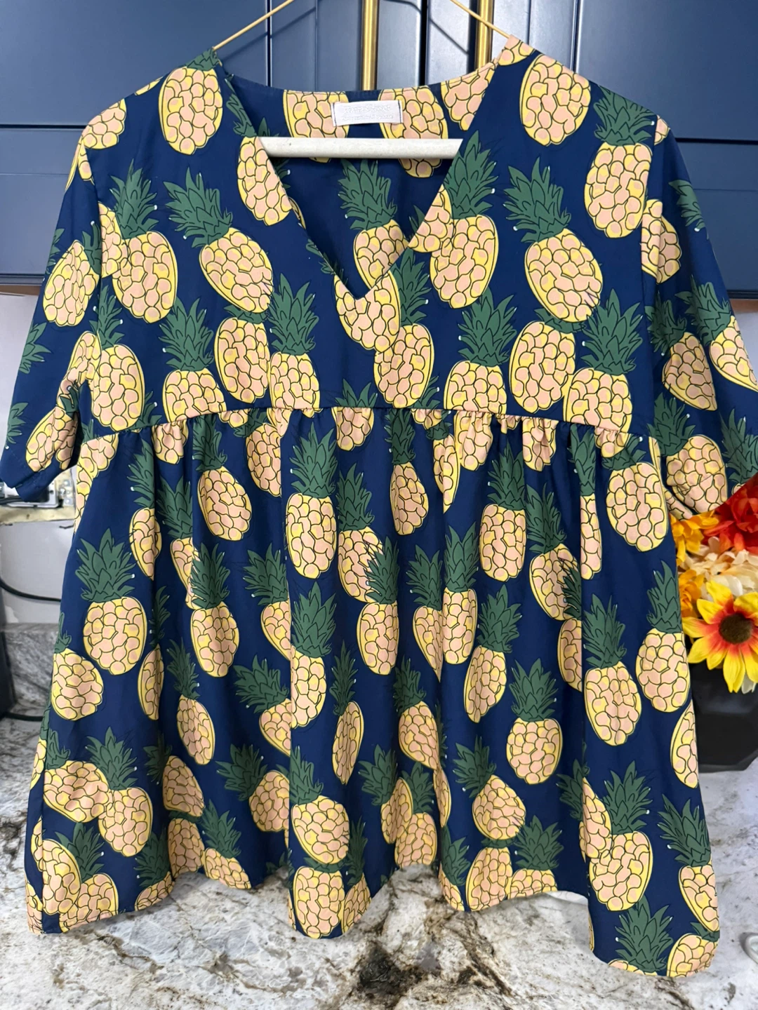 Pineapple Print Dress size L ( like new )