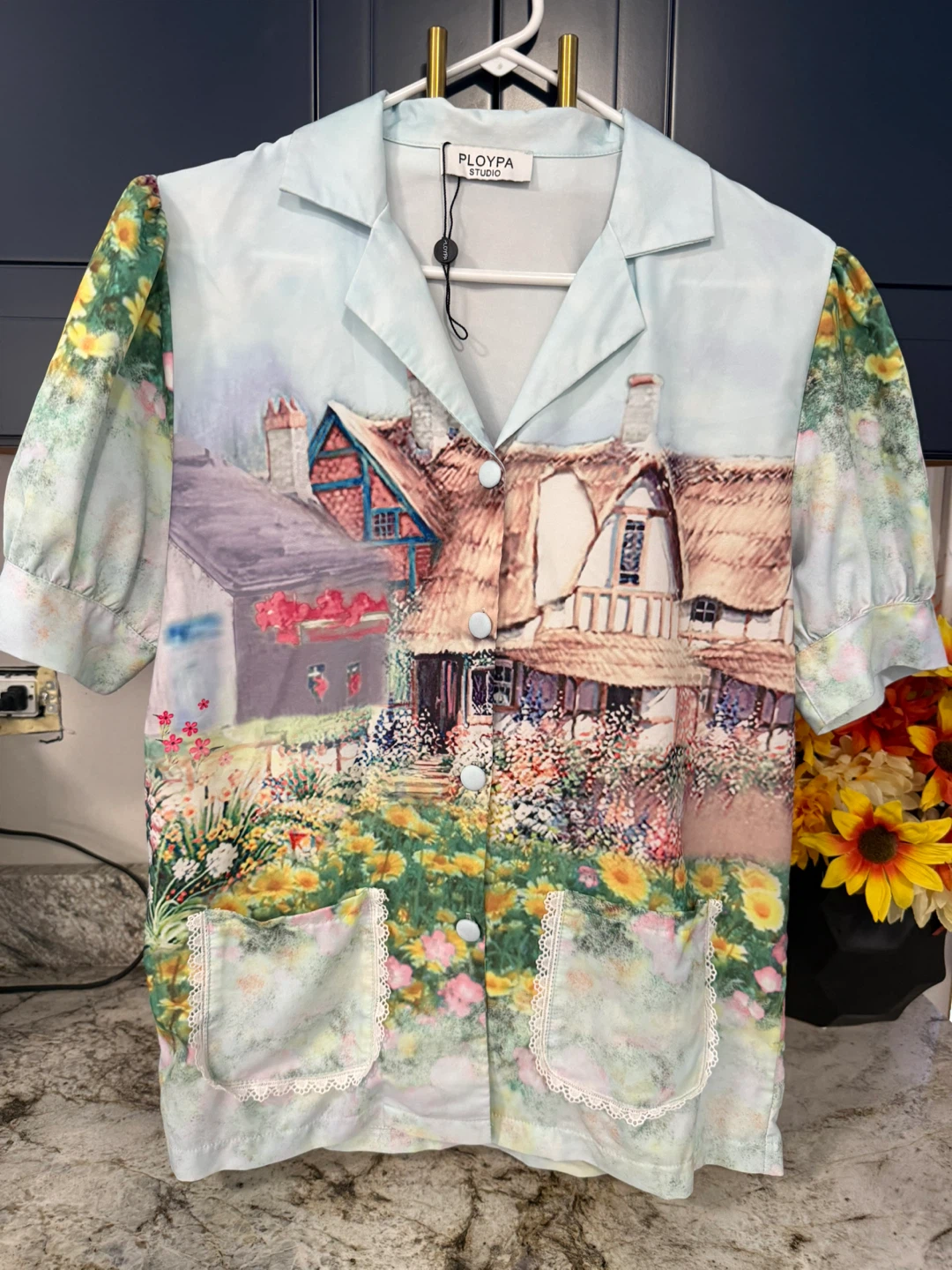 PloyPa Studio Shirt with Cottagecore Design size M