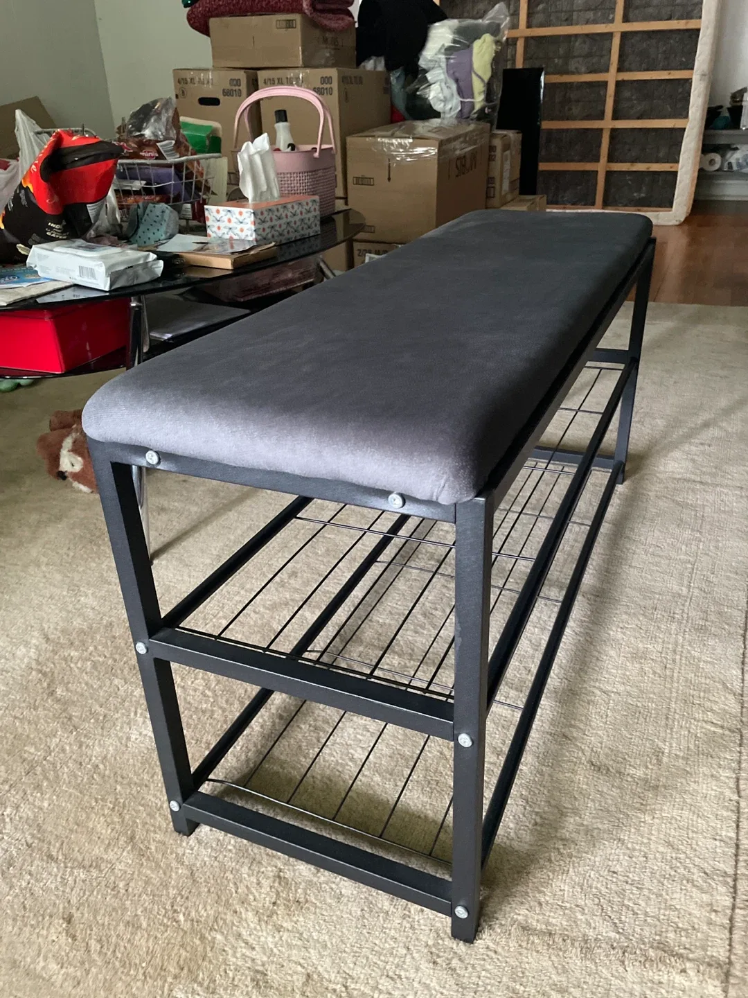 Black-Grey Shoe Rack Bench image indicator(4)