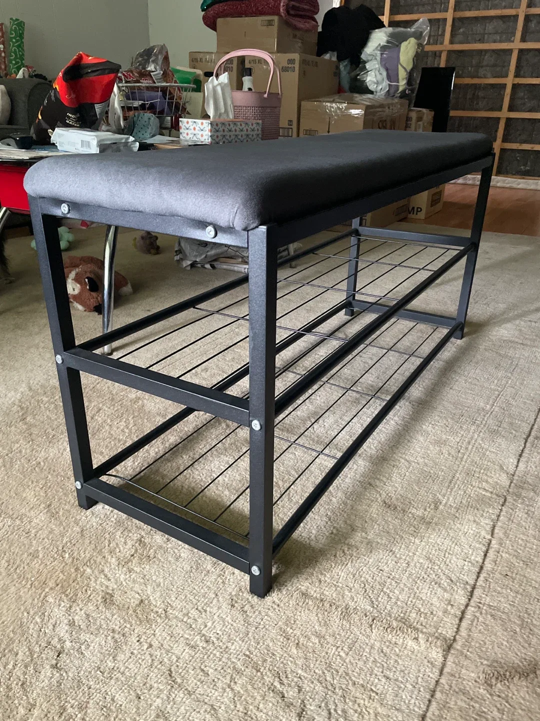 Black-Grey Shoe Rack Bench image indicator(3)