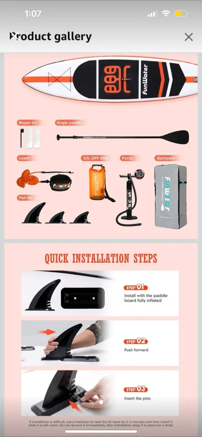 New FunWater Paddle Board 11' x 33" x 6" image indicator(3)