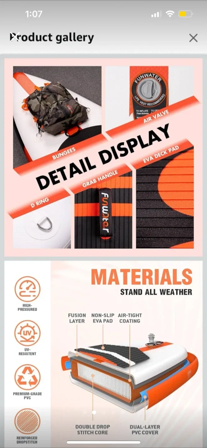 New FunWater Paddle Board 11' x 33" x 6" image indicator(2)