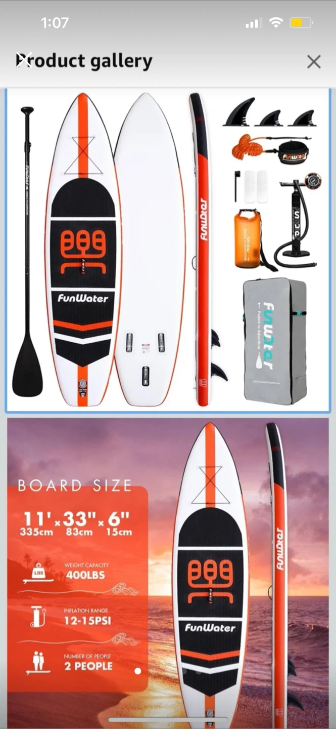 New FunWater Paddle Board 11' x 33" x 6"