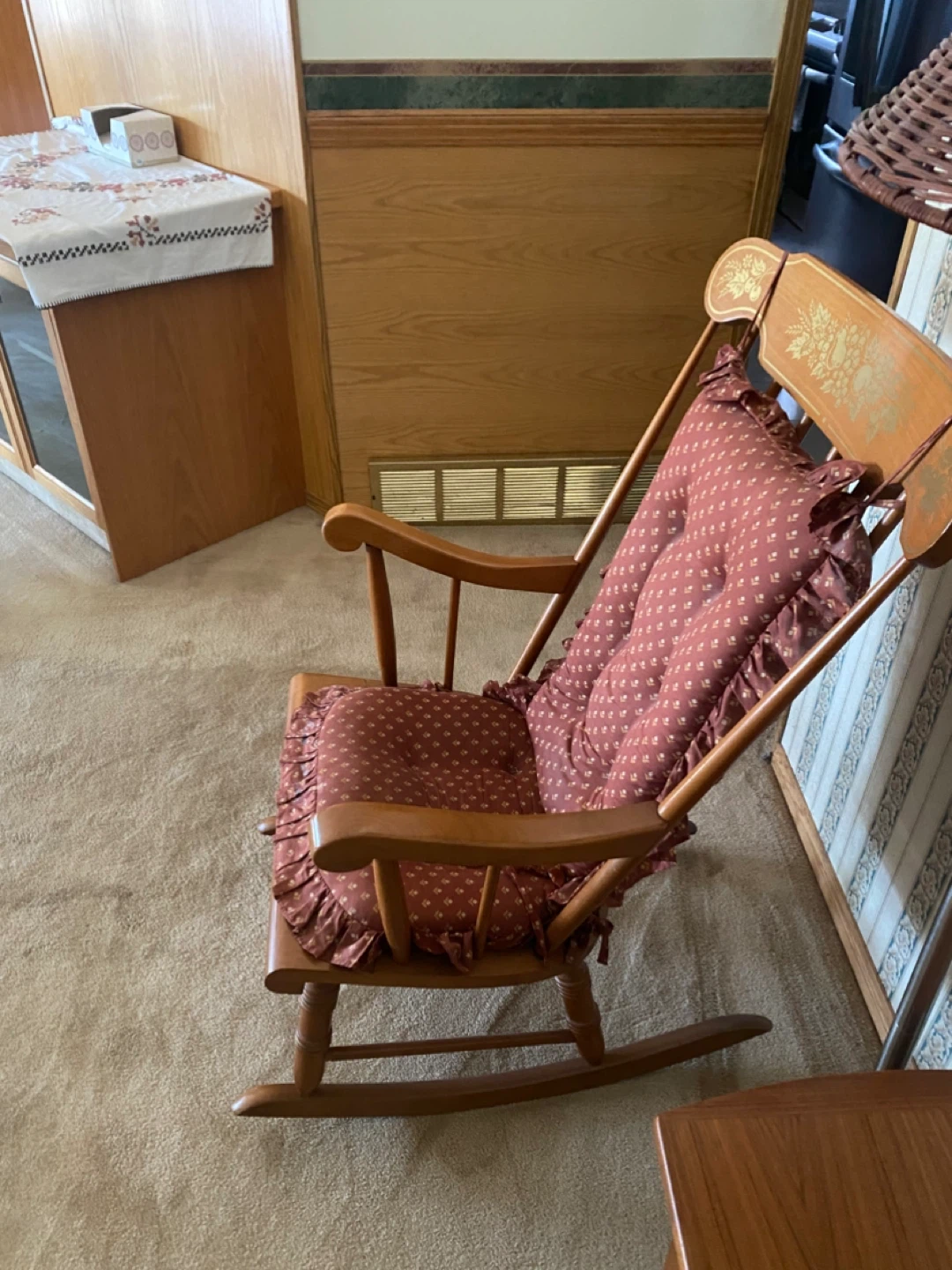 Vintage Wooden Rocking Chair with Cushion - photo 2