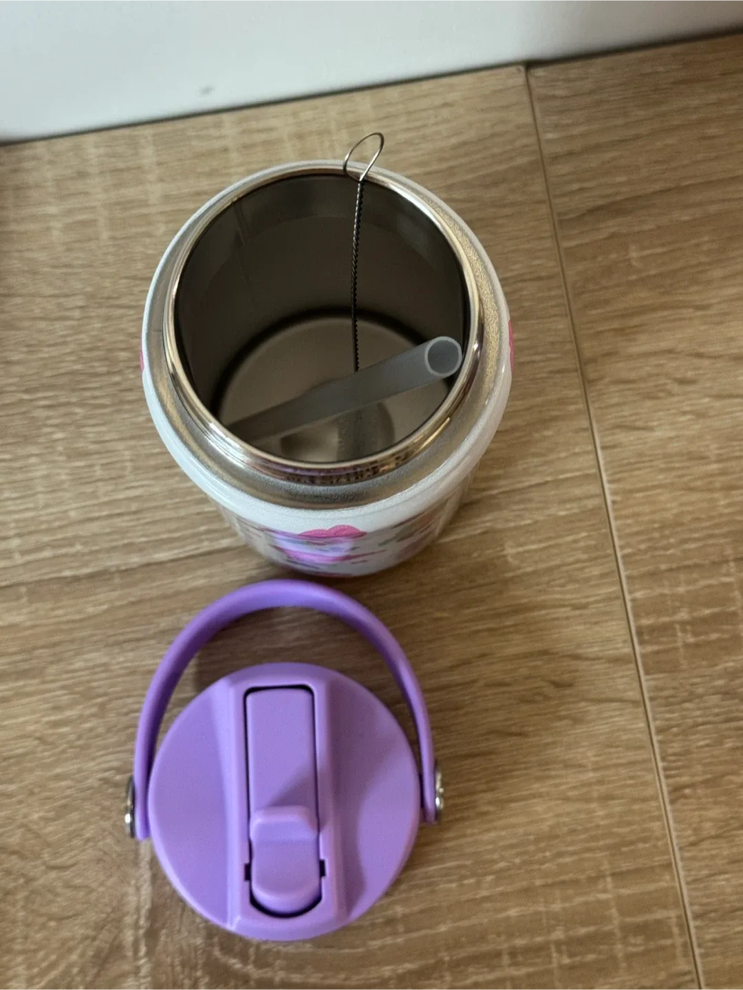 Mermaid Patterned Water Bottle with Straw image indicator(3)