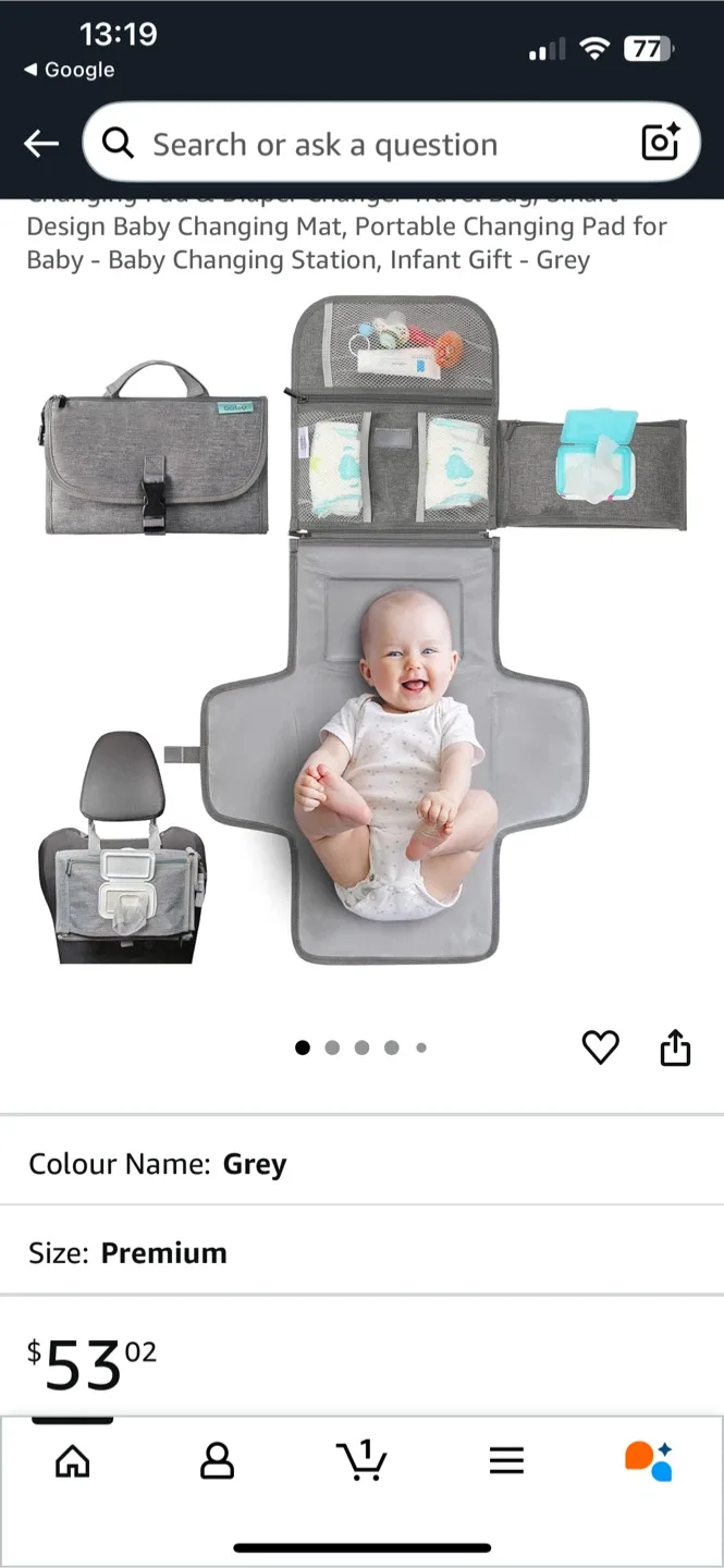 New Kopi Baby Portable Diaper Changing Pad - Grey image indicator(6)