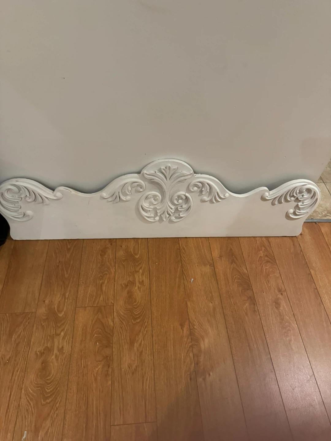 Ornate  Painted White wood sideboard Topper