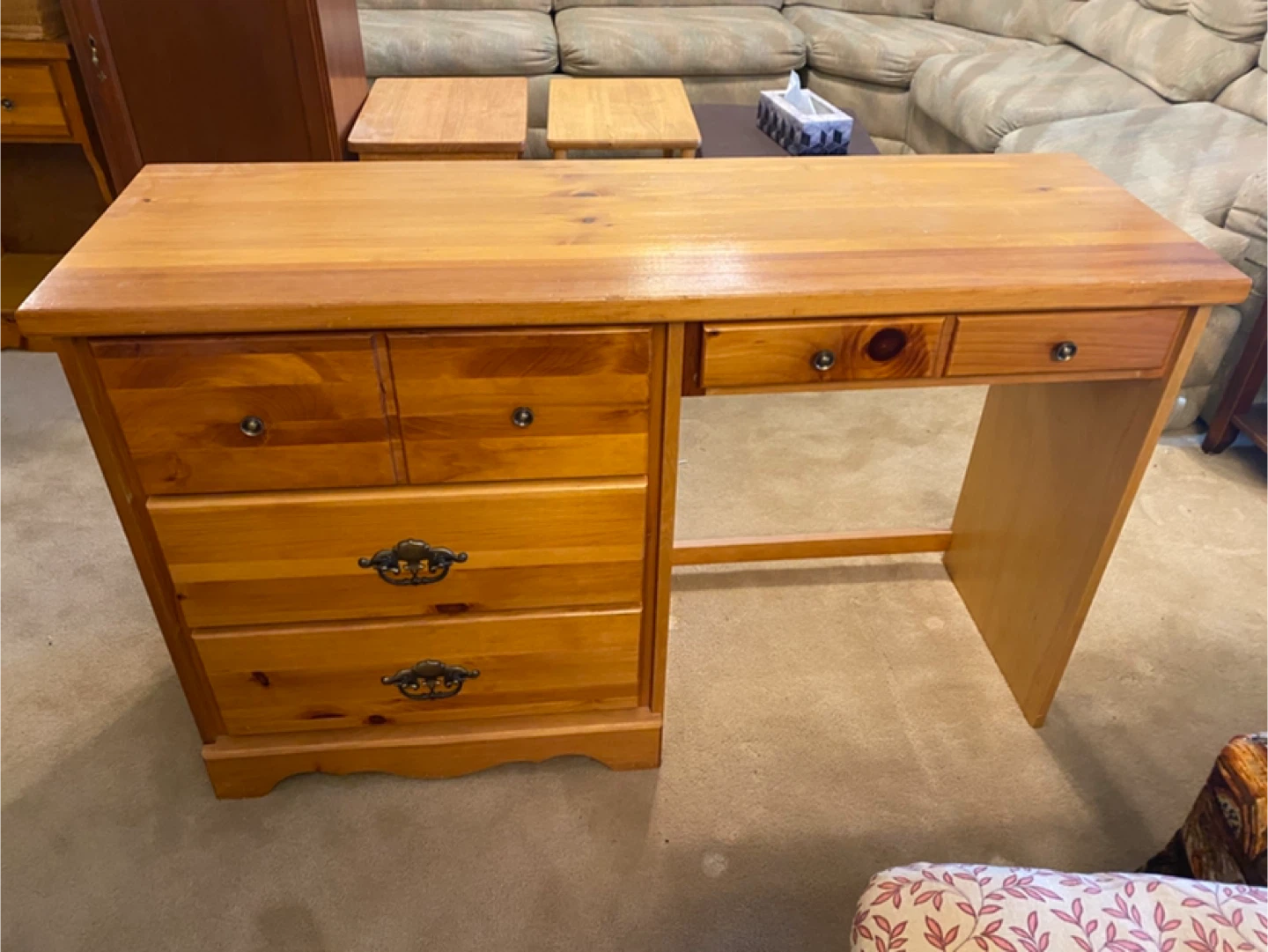 Wooden Desk with Drawers - photo 2