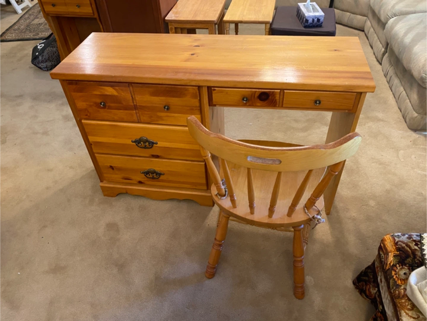 Wooden Desk with Drawers - photo 3